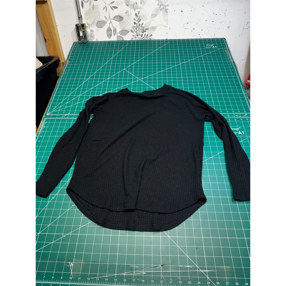 American Eagle Womens Black Waffle Knit Raglan Long Sleeve Top Medium